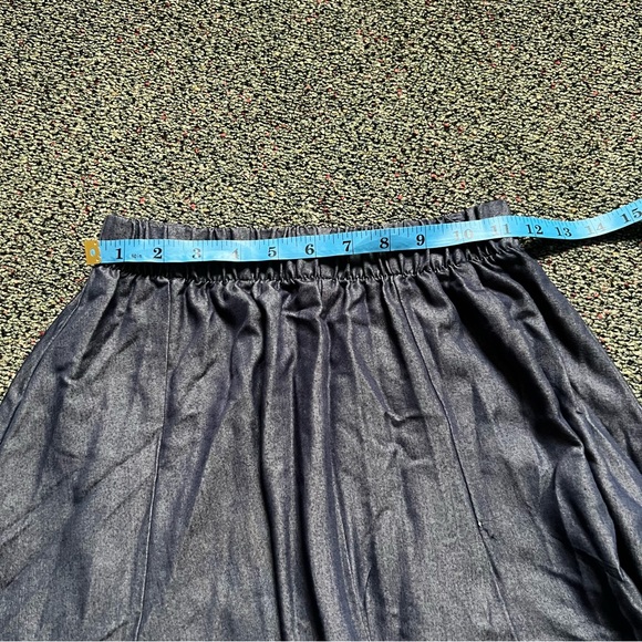 Blue Jean Dark Denim Modest Midi Elastic High-Waist Flare Knee-Length Skirt XS - Picture 14 of 16